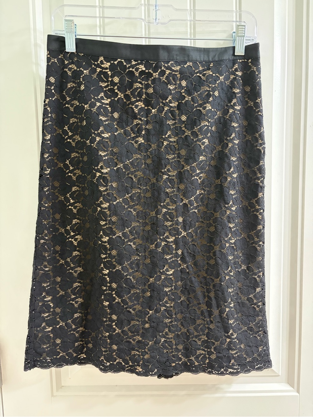 Vintage Y2K The Limited Black Floral Lace Pencil Skirt Nude Underlay S Goth Chic